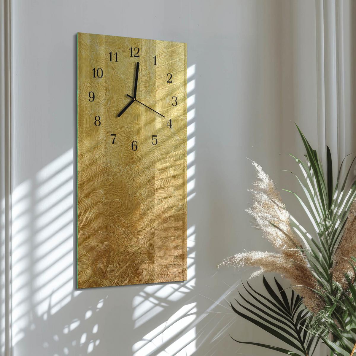 WANDUHR aus Glas 30x60 cm - Muster - Goldfarben, Glas (30/60/0.4cm) - TULUP