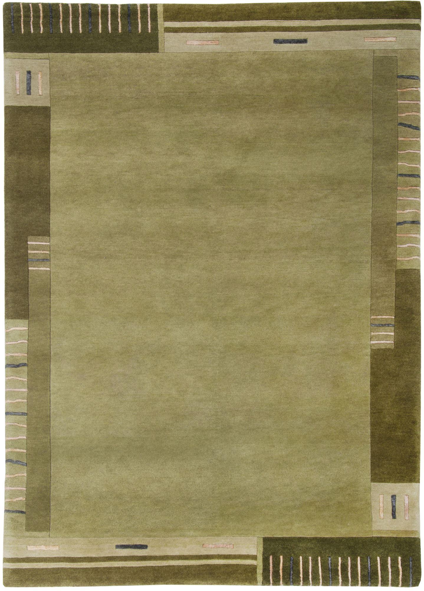 HANDKNÜPFTEPPICH Kailash 40x60 cm - Grün, Textil (40/60cm) - THEKO