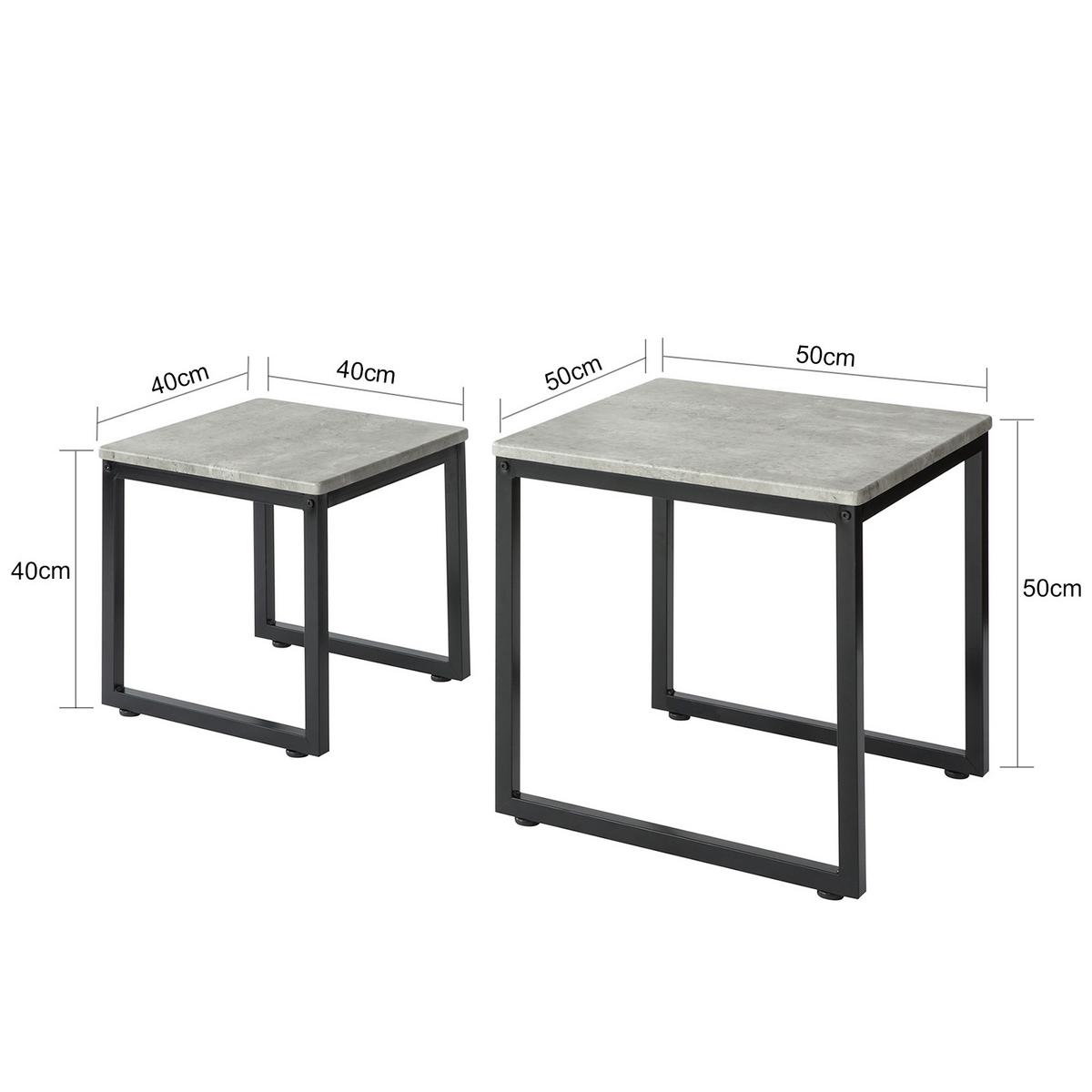 COUCHTISCH 2er Set Grau - Grau, Holzwerkstoff (50/50/50cm) - SoBuy