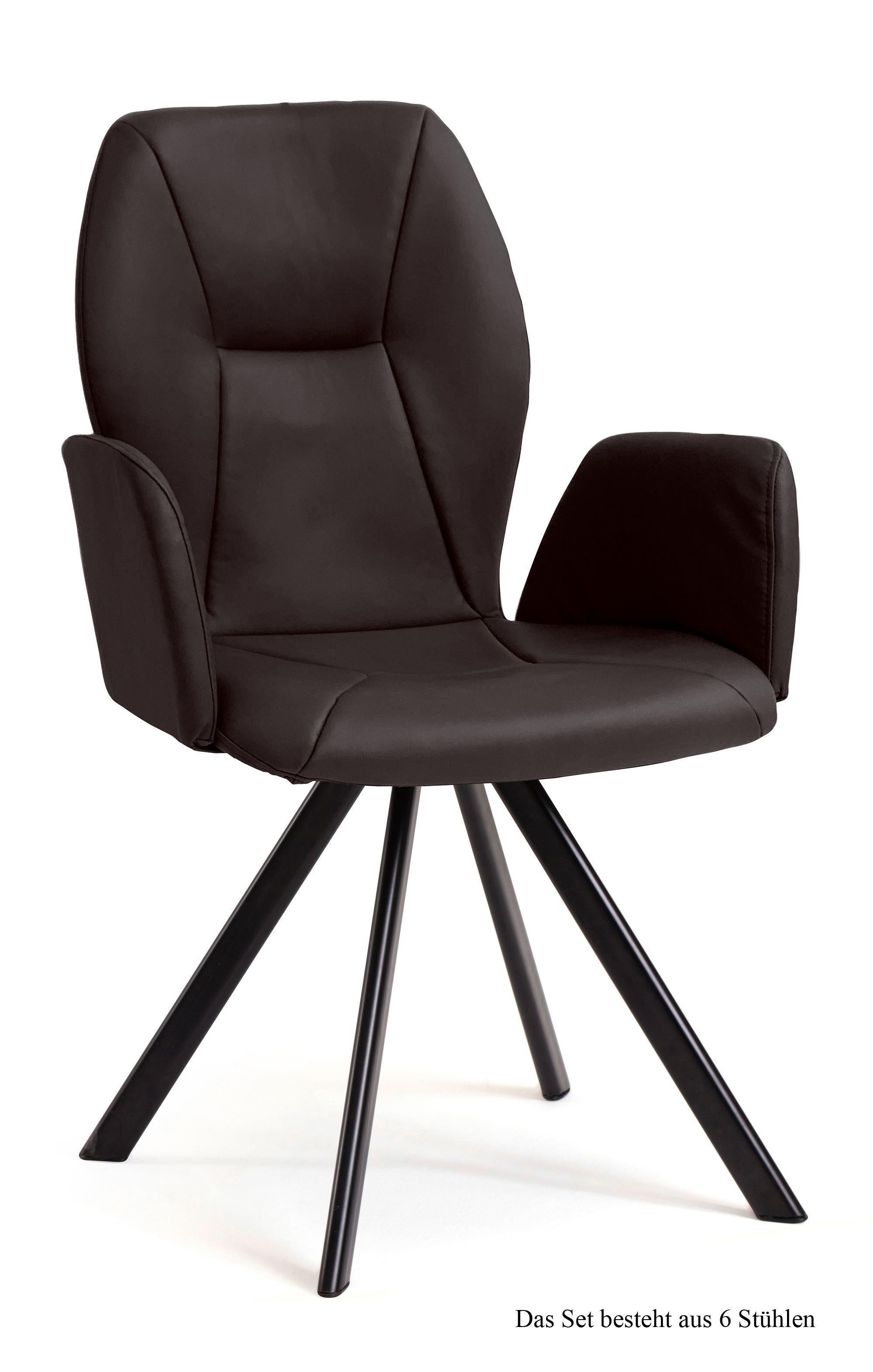 ARMLEHNSTUHL drehbar (6er-Set) Diane 58x92x60 Schwarz/Espresso - Dunkelbraun/Schwarz, Kunststoff (60/92/58cm) - 58aufmkessel