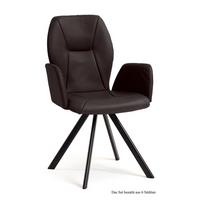 ARMLEHNSTUHL drehbar (6er-Set) Diane 58x92x60 Schwarz/Espresso - Dunkelbraun/Schwarz, Kunststoff (60/92/58cm) - 58aufmkessel