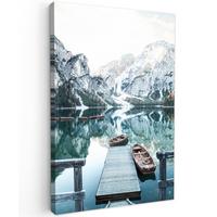 LEINWANDBILD Natur - Berge - Schnee - Wald - Boot Wanddeko 40x60 cm - Hellgrün, Textil (40/60cm) - MuchoWow