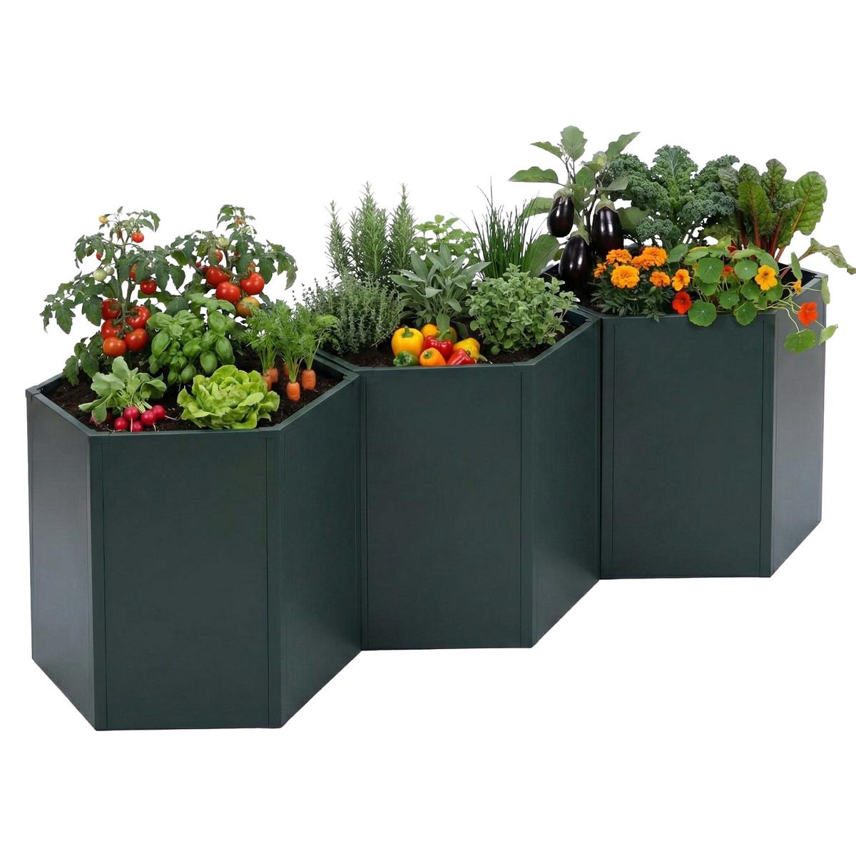 HOCHBEET 3ER-SET Grün 3er-Set-Set - Grün, Metall (164/77/100cm) - MCW
