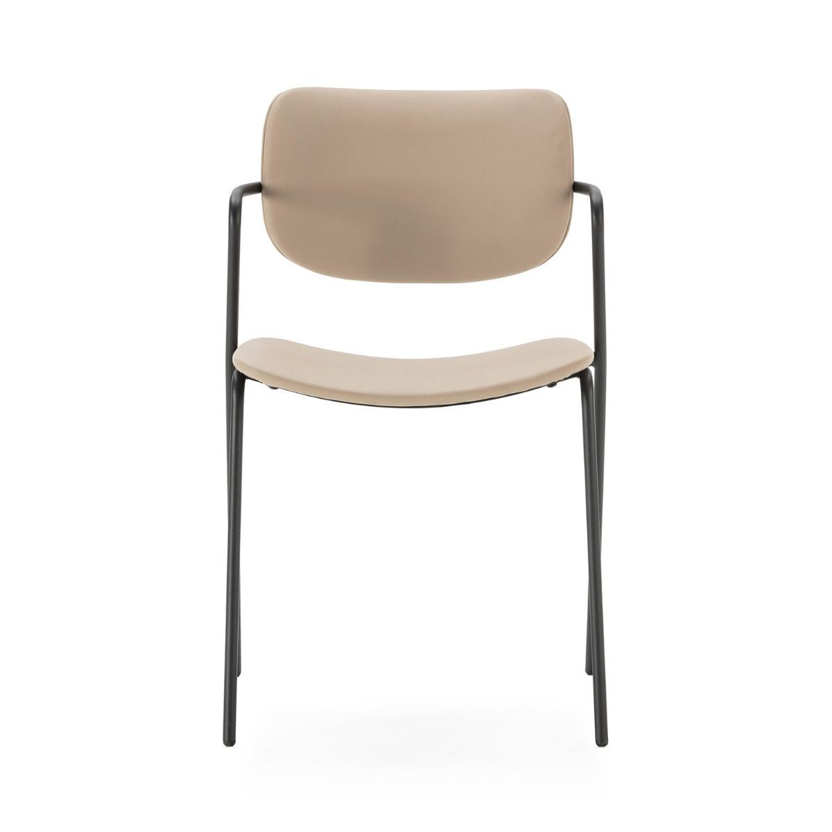 STÜHLEN (Set aus 2) mit schwarzen metallbeinen - maika 49/55/48 cm - Taupe, Kunststoff (55/48/49cm) - Calicosy