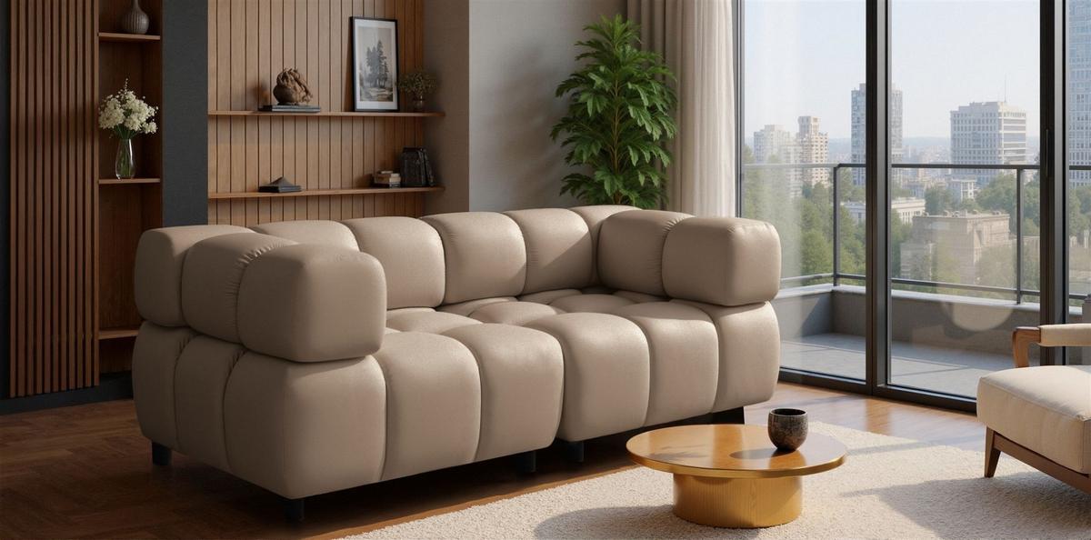 SOFA 2-sitzer Flow - Hellbraun, Holzwerkstoff/Textil (192/71/96cm) - Fun Möbel