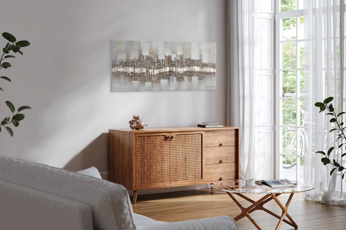 ÖLGEMÄLDE 120/60 cm - Beige/Grau, Holz/Textil (120/60cm) - KUNSTLOFT