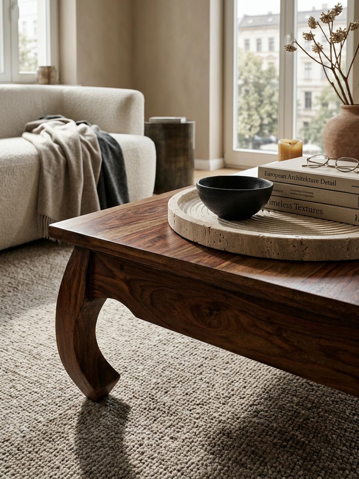 COUCHTISCH KANADA in Opium-Form aus Massivholz Akazie handgefertigt, Braun 110x60x40 cm - Braun, Holz (60/110/40cm) - KADIMA DESIGN