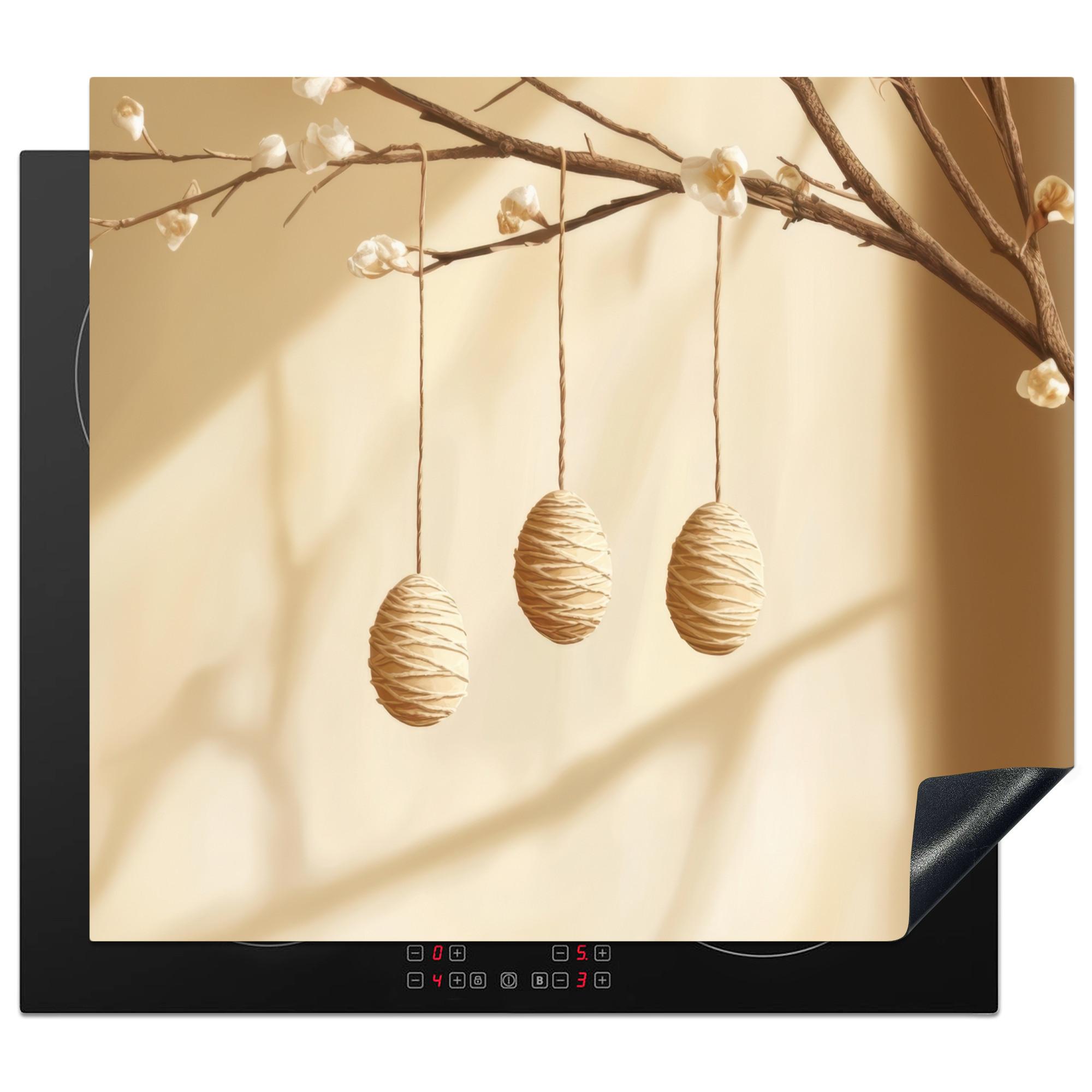 HERDABDECKPLATTE Beige - Osterkuchen - Eier Abdeckung Ceranfeld 58.3x51.3 cm - Beige, Kunststoff (58.3/51.3/0.2cm) - MuchoWow
