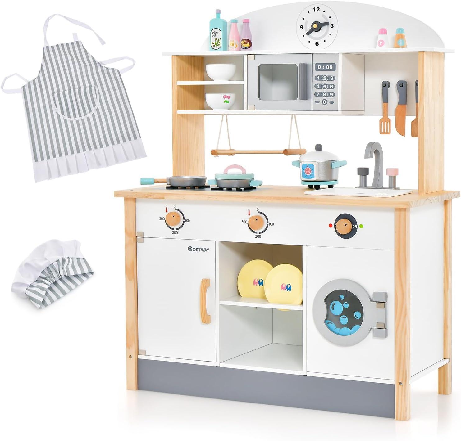 KINDERKÜCHE Weiß - Weiß, Holz (79/98/35cm) - COSTWAY
