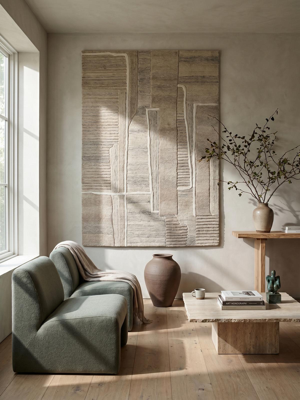 WOLLTEPPICH EDALE, abstrakt, Natur, 140 x 200 cm - Beige, Textil (140/200cm) - KADIMA DESIGN