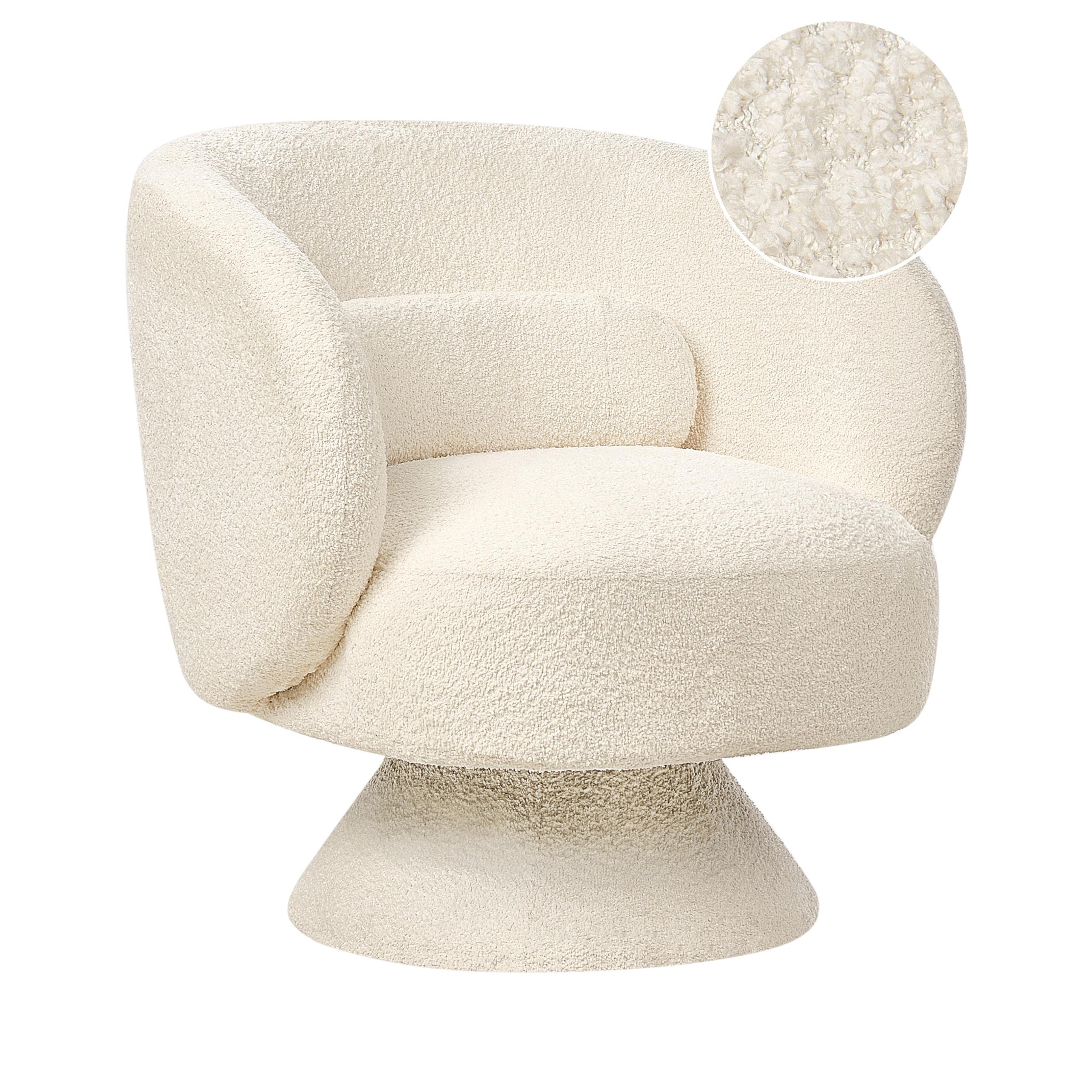 DREHSESSEL Weiß Lieksa - Creme, Textil (44/77/64cm) - Beliani