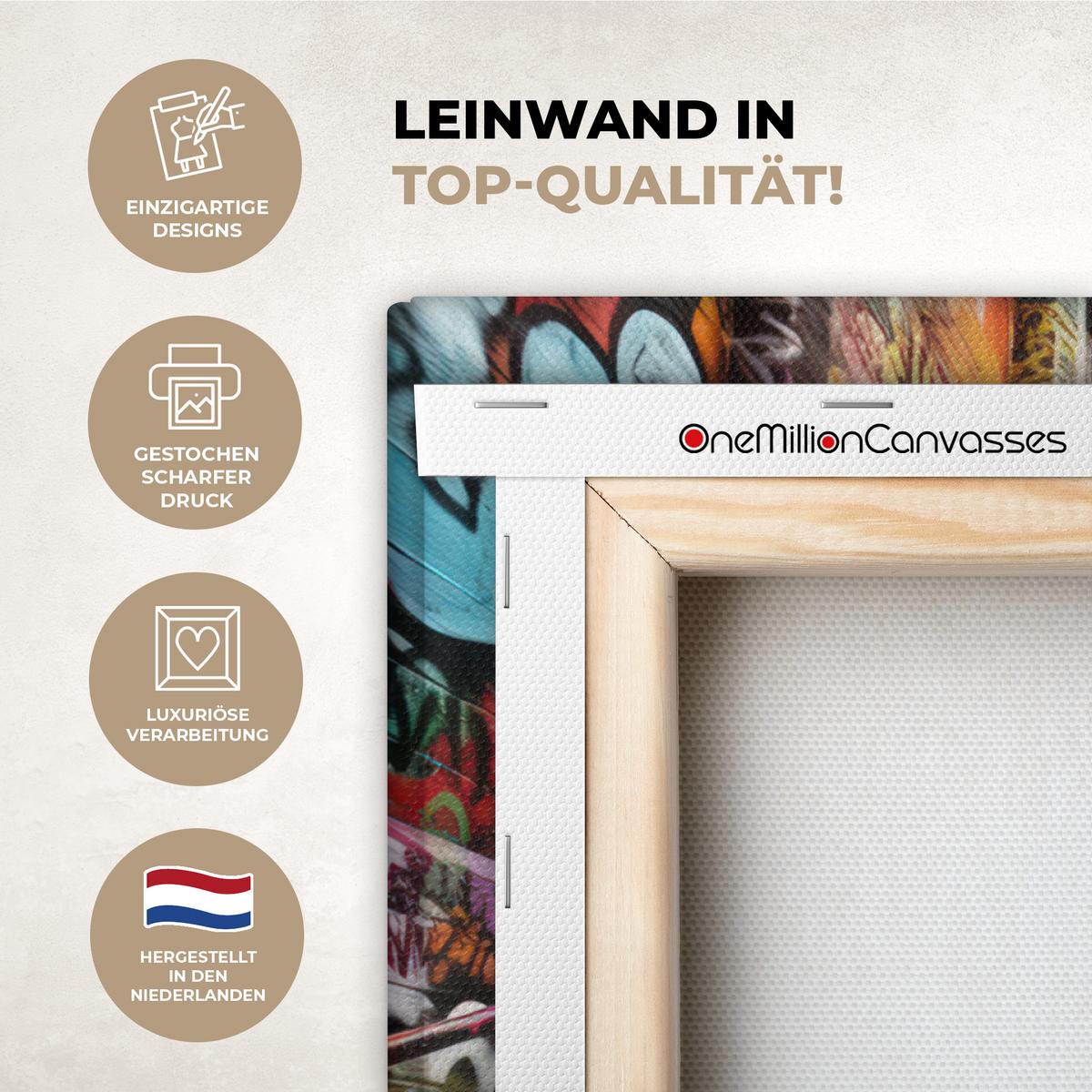 LEINWANDBILD Treppe - Graffiti - Farben - Kunst Wandbilder 80x60 cm - Multicolor, Textil (80/60cm) - MuchoWow