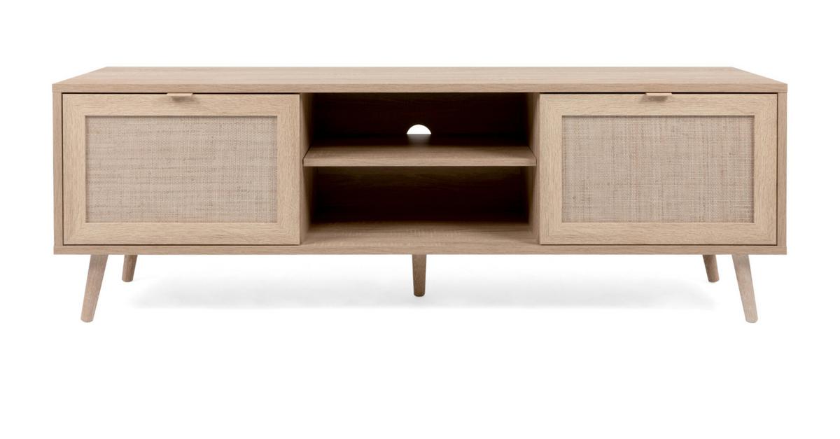 TV-LOWBOARD Eiche Sonoma, Bast-Dekor 150 cm, TV-Unterteil skandinavisch - Eichefarben, Holz/Holzwerkstoff (150/52/40cm) - Furn.Design