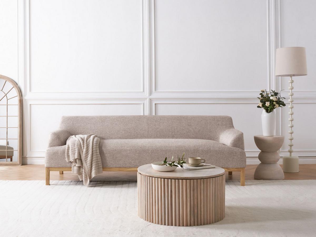 3-SITZER-SOFA Stoff Hellbraun Sosjo - Hellbraun, Textil (219/74/83cm) - Beliani