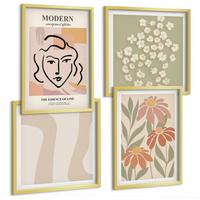 BILDER SET 4er Set - 50x50 cm & 40x60 cm Goldrahmen - Moderne abstrakte Frau - Goldfarben, Kunststoff (50/50cm) - TULUP