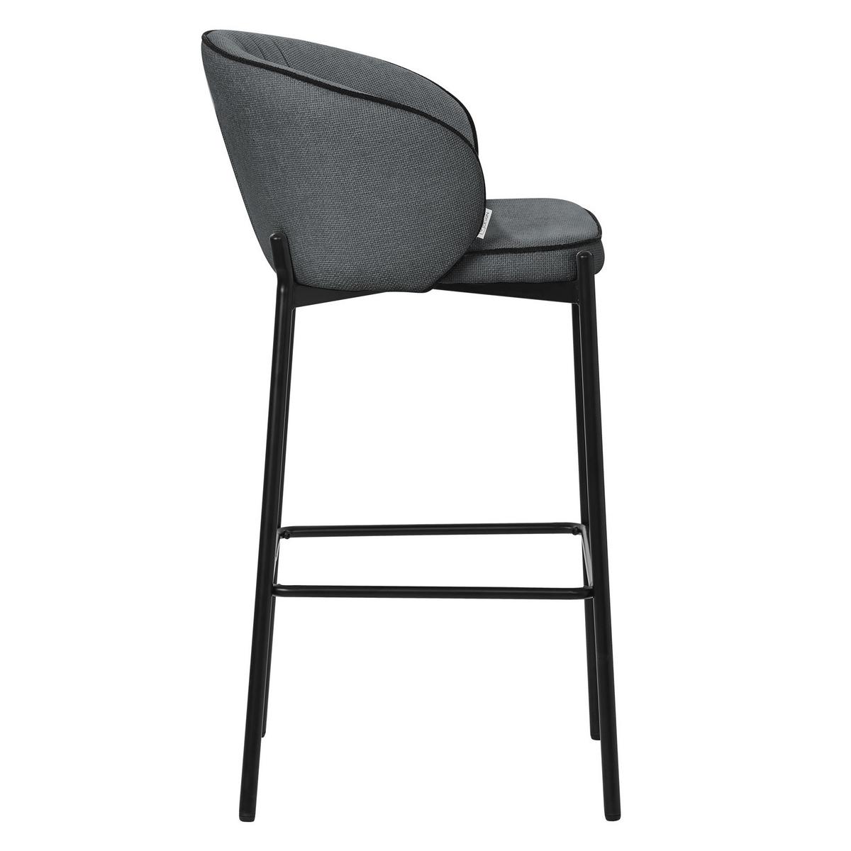 BARHOCKER 2er Set Anthrazit mit Stoffbezug - Anthrazit/Schwarz, Textil/Metall (50/101/54cm) - ML-DESIGN