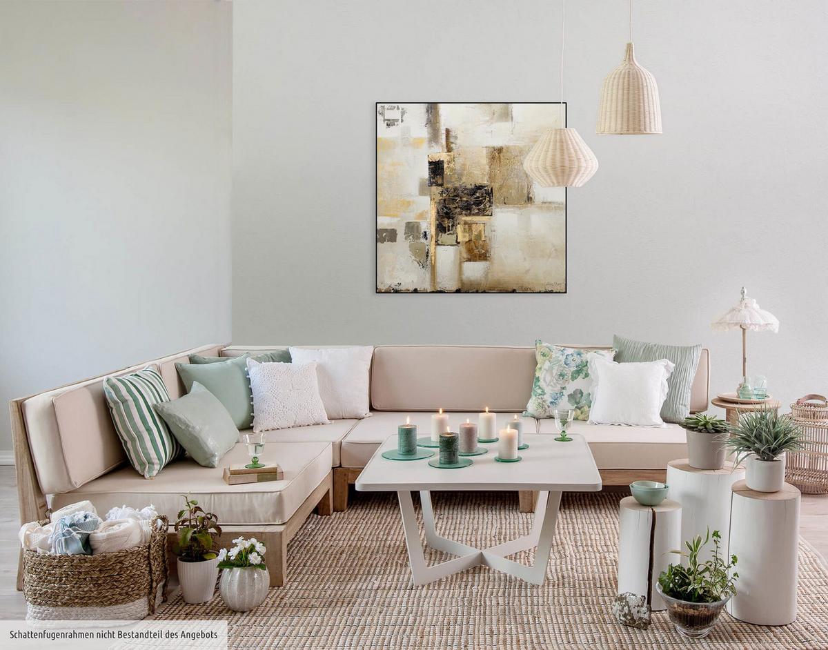 ÖLGEMÄLDE 80/80 cm - Beige/Goldfarben, Holz/Textil (80/80cm) - KUNSTLOFT