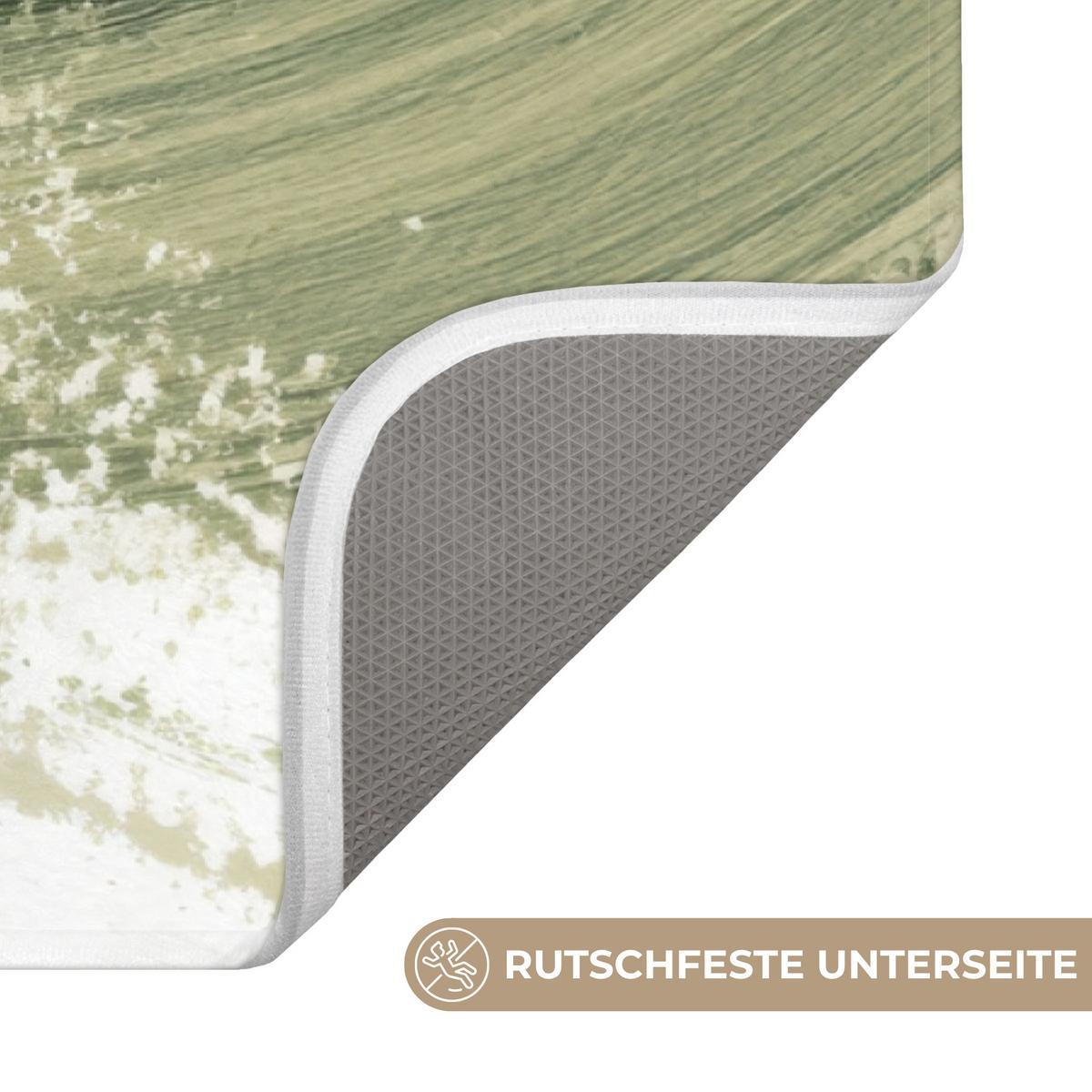 WC-VORLEGER Abstrakt - Pinselstriche - Wellen - Grün WC Teppich 50x80 cm - Mintgrün, Textil (50/1cm) - OnlyWow