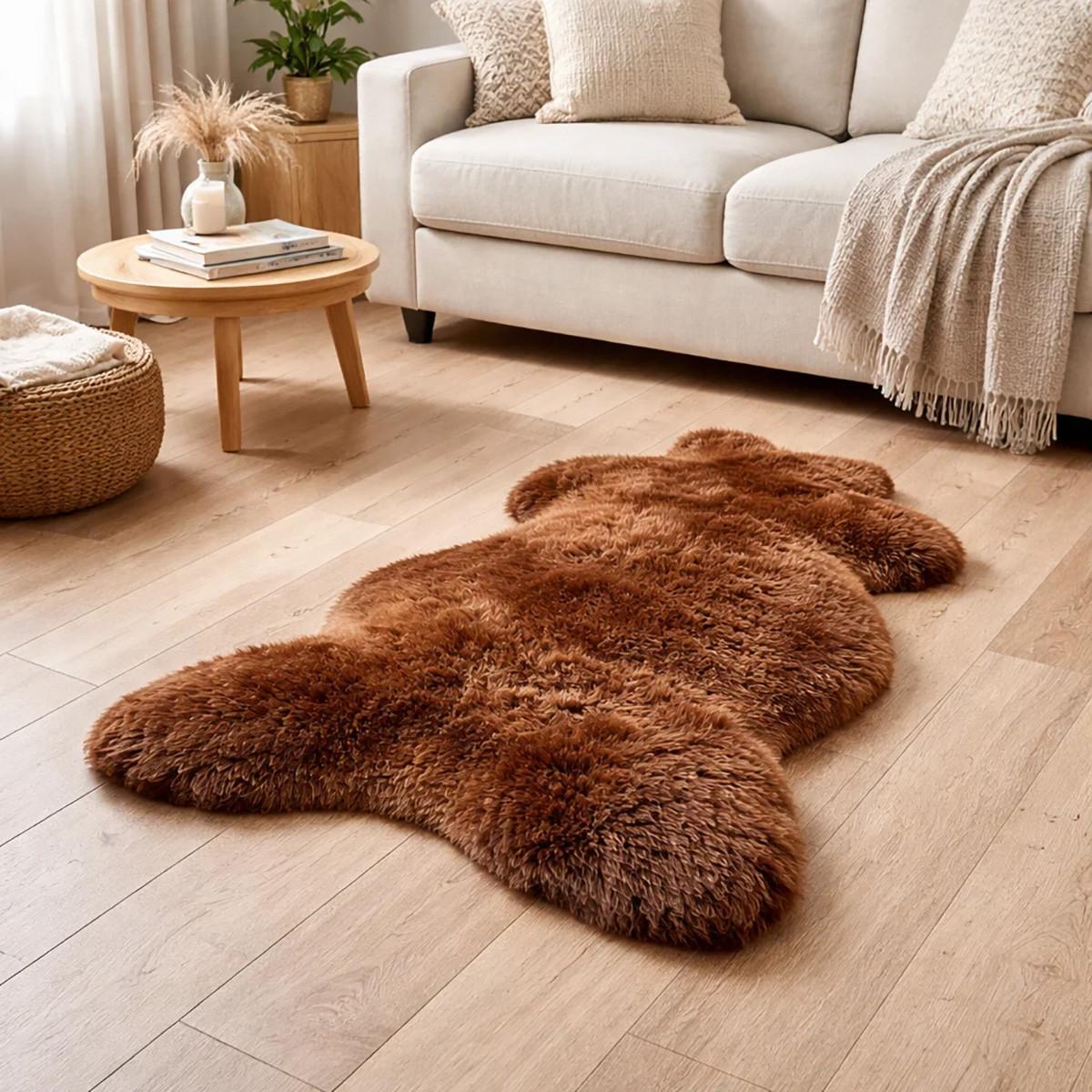 LAMMFELL Schaffell Natur Braun weich & dicht ca. 125 cm - Braun, Fell (70/125cm) - Provellus