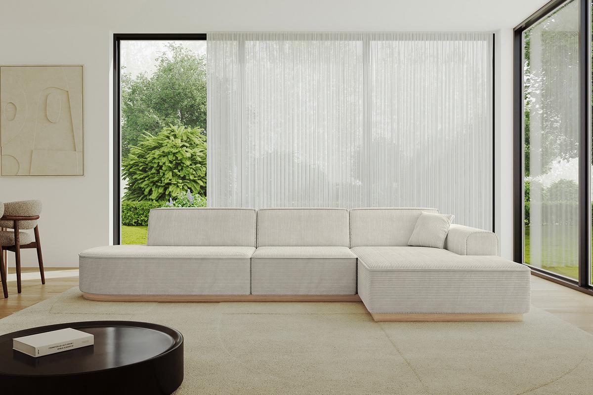 ECKSOFA Ottomane Rechts IREA-L2 - 327x165x80 cm Creme - Ecru/Creme, Holzwerkstoff/Textil (327/165cm) - ALTDECOR