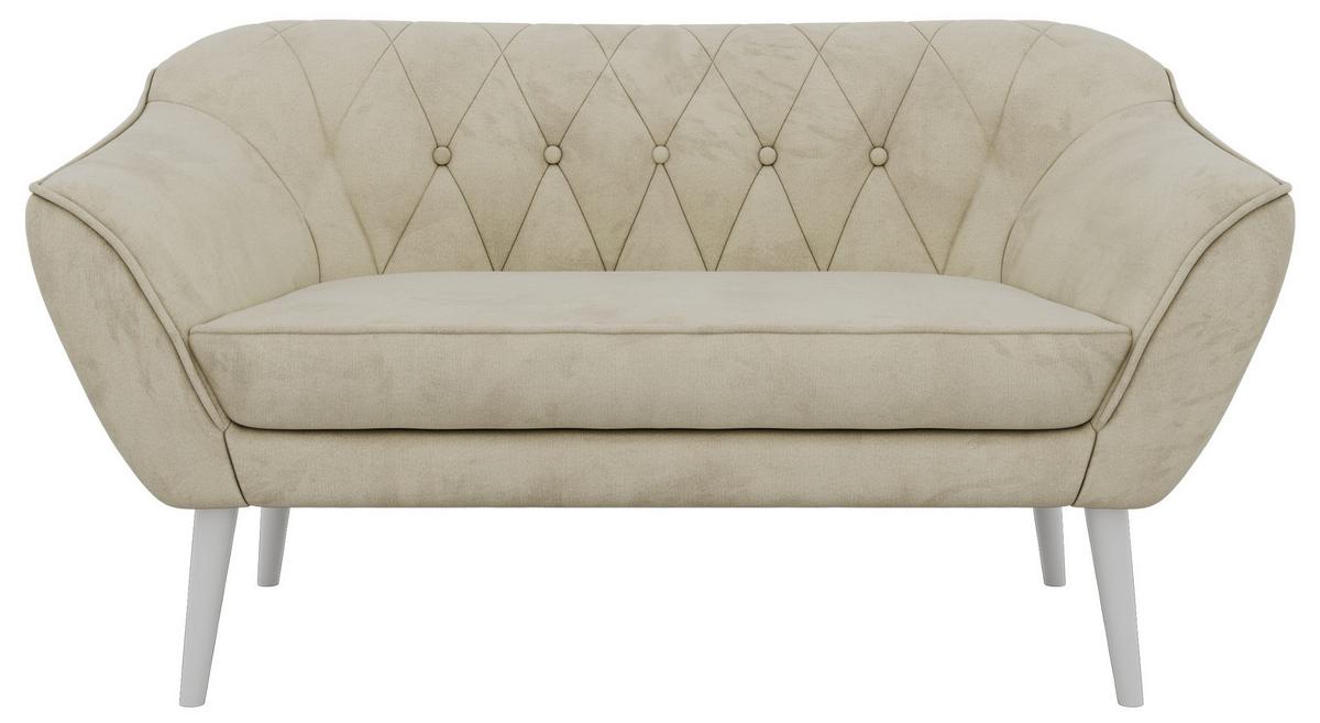 2-SITZER-SOFA PIRS - Beige Velvet - Weiße Beine - Beige/Weiß, Holzwerkstoff/Textil (140/75/74cm) - MKS