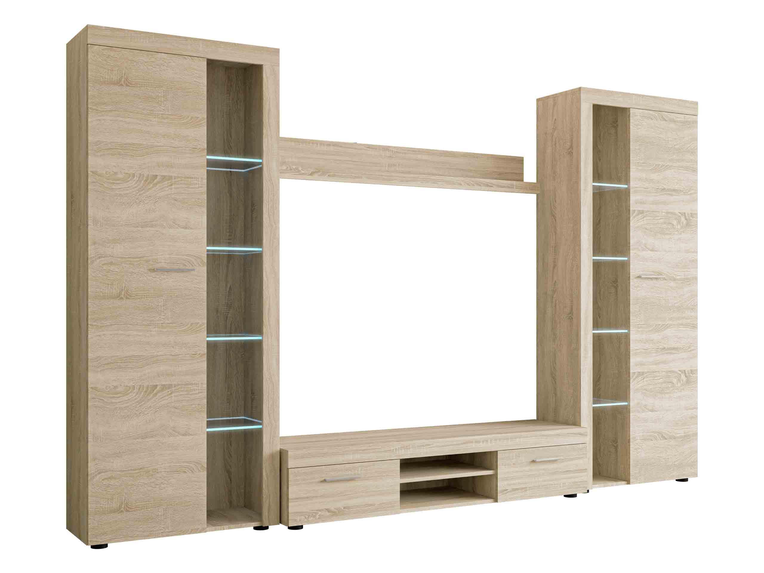 WOHNWAND Rumba XL mit LED Beleuchtung - Sonoma Eiche, Holzwerkstoff (300/190/40cm) - MIRJAN24