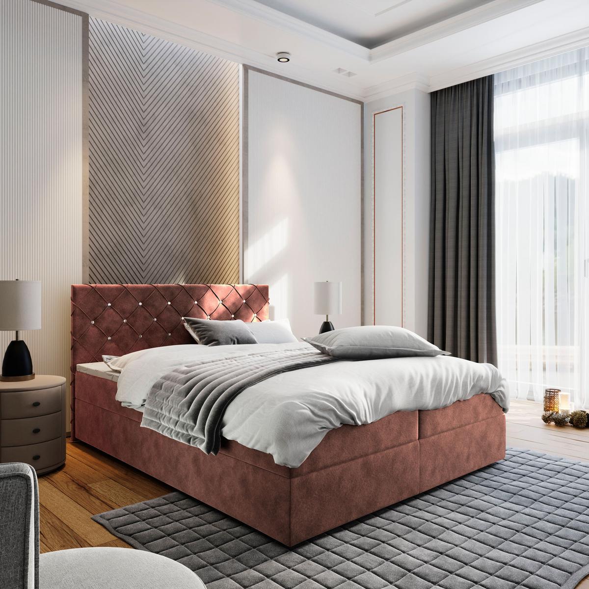 BOXBETT RIVA 160x200 cm mit Matratze und Topper - Rosa - Rosa, Holz (160/200cm) - MASSENO