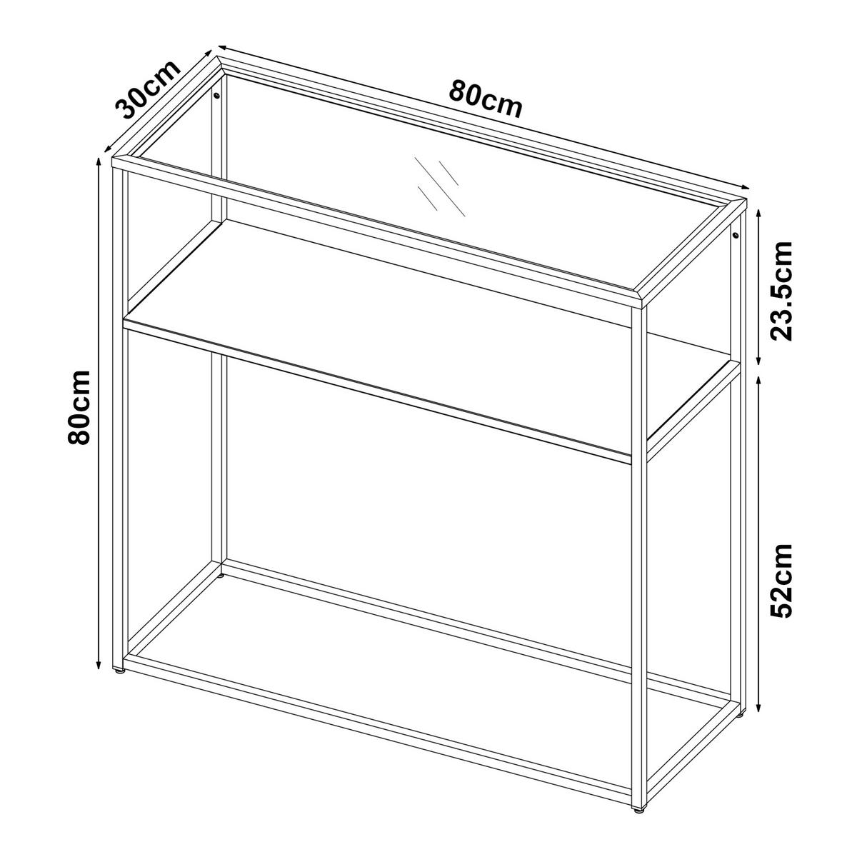 KONSOLENTISCH Kuhmo - Transparent/Schwarz, Glas/Metall (30/80/80cm) - [en.casa]