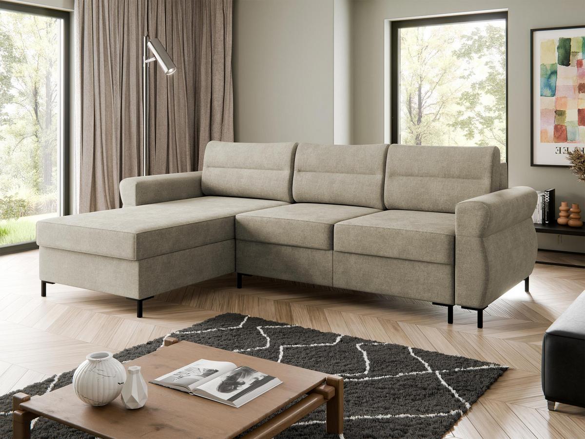 ECKSOFA Berne - Beige/Schwarz, Holz/Kunststoff (258/170cm) - MIRJAN24