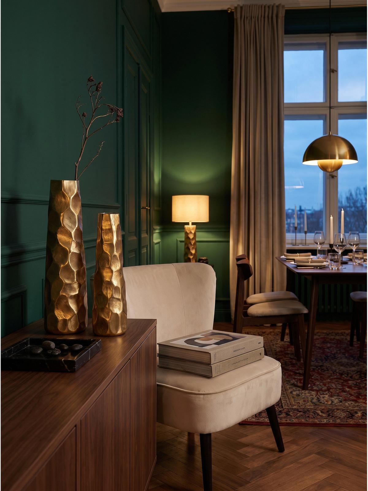 VASEN 2er-Set CASTELSARDO, Aluminium, Gold, Ø 15 x 48,5 cm - Goldfarben, Metall (48.5cm) - KADIMA DESIGN