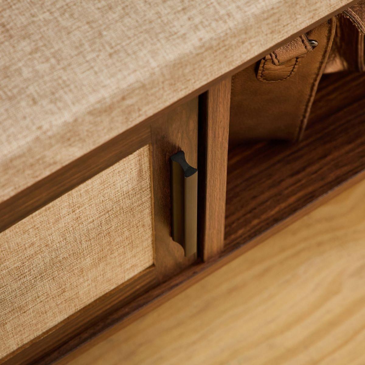 SCHUHBANK Nussbaumdekor 3 Fächer 1 Tür - jetson 100/35/45,5 cm - Nussbaumfarben, Holzwerkstoff (100/45.5/35cm) - Calicosy