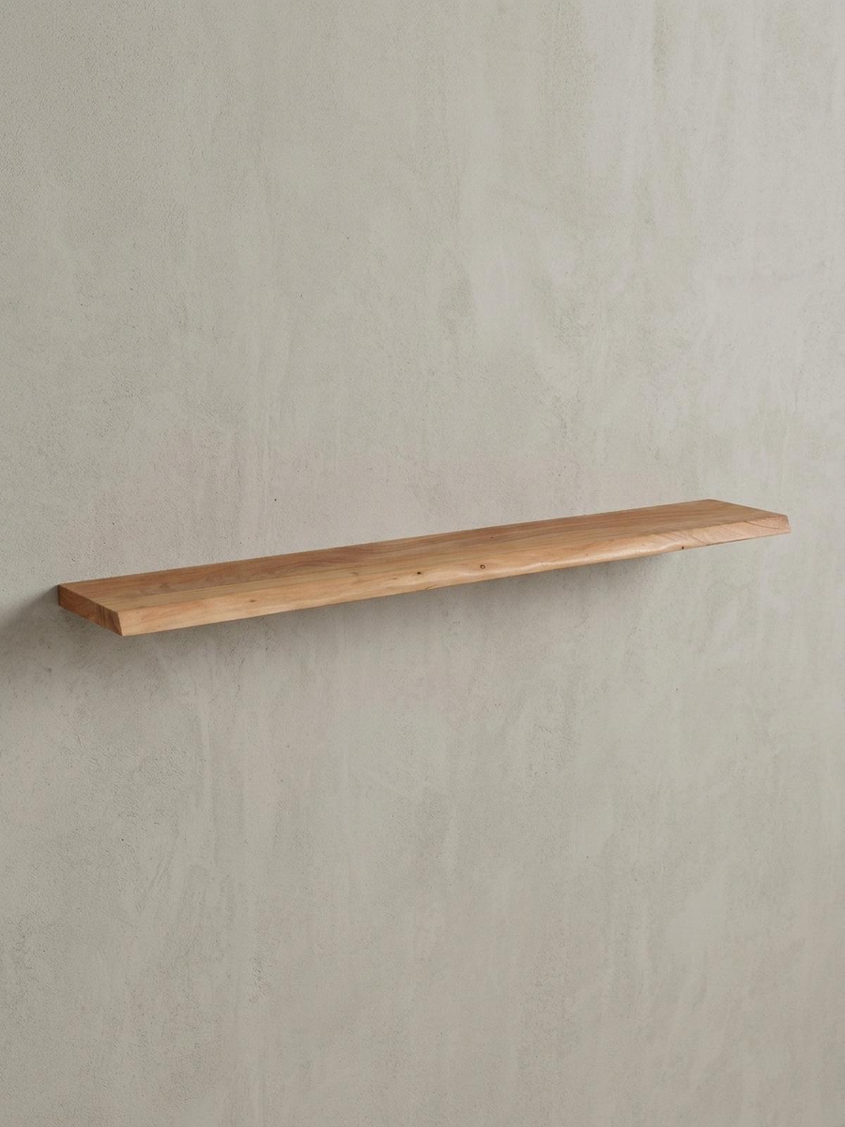 WANDREGAL Akazienholz Baumkante Rustikal, Beige 160x26x4 cm - Beige, Holz (160/4/26cm) - KADIMA DESIGN