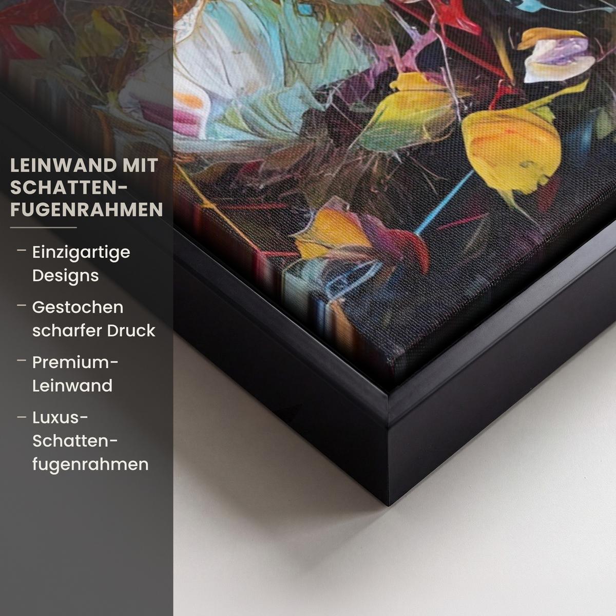 LEINWAND Bilder mit Rahmen - Blumen - Kunst - Natur - Ölgemälde - 70x100 - Multicolor, Textil (70/100cm) - MuchoWow
