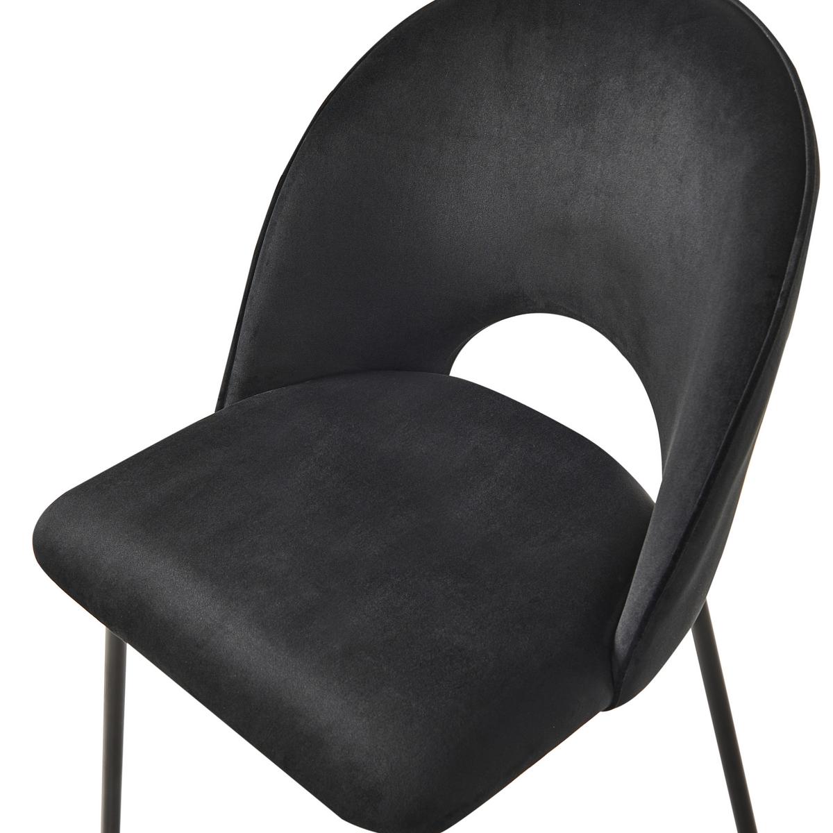 ESSZIMMERSTUHL 2er-Set Samtstoff Schwarz Covelo - Schwarz, Textil/Metall (46/84/45cm) - Beliani