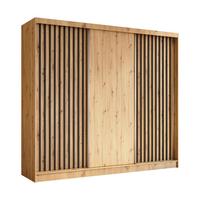 SCHWEBETÜRENSCHRANK LAMELLO 240/216/61 cm 3-türig Eiche Artisan - Eiche Artisan, Holzwerkstoff (240/216/61cm) - MASSENO