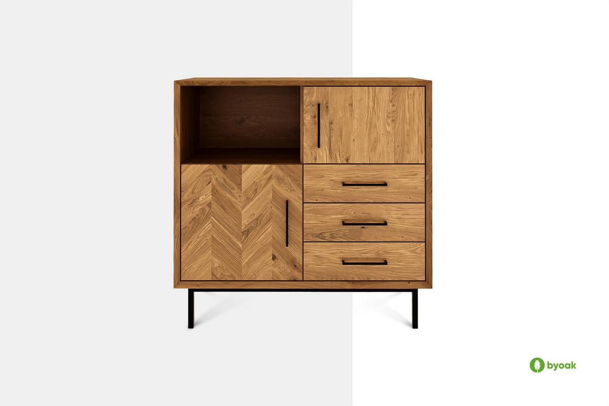 KOMMODE HOCH LEON Wildeiche - Wildeiche, Holz (97/95/45cm) - byoak
