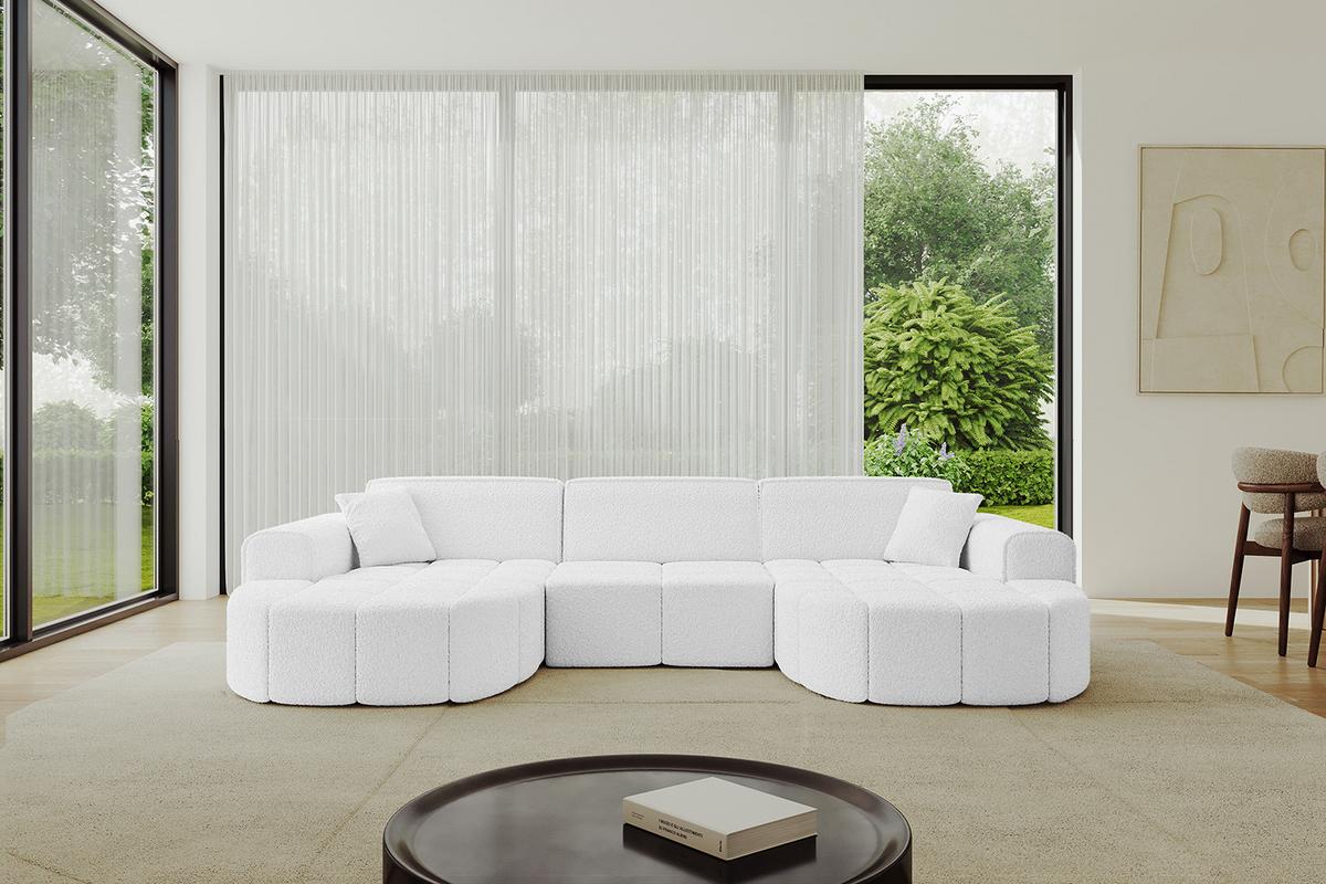 WOHNLANDSCHAFT LIVO-U1 - 315x173x79,5 cm Weiß - Weiß, Holzwerkstoff/Textil (315/79/173cm) - ALTDECOR