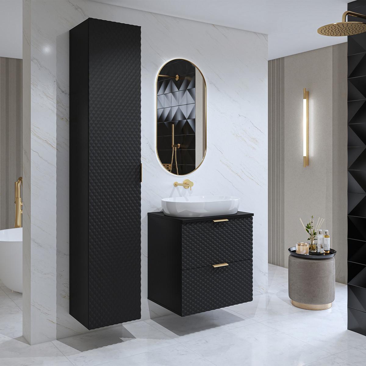 WASCHTISCHUNTERSCHRANK 60.4cm Cléa 2er-Set Schwarz - Schwarz, Holzwerkstoff (60.4/62.6/48.5cm) - Petits-meubles