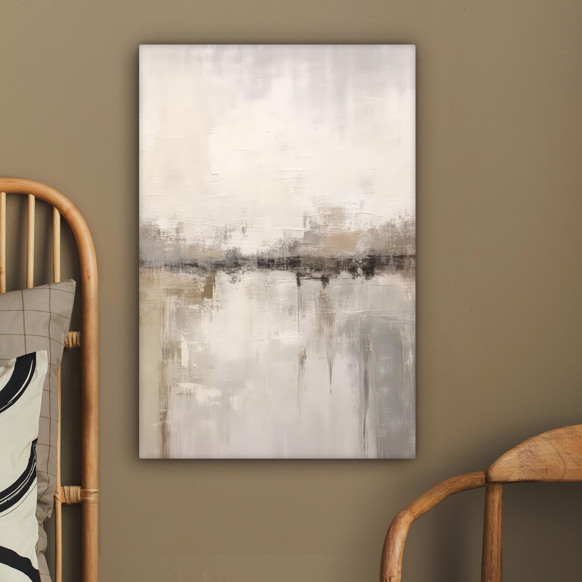 LEINWANDBILD Moderne Kunst - Abstrakt - Beige Wanddeko 40x60 cm - Beige, Textil (40/60cm) - MuchoWow