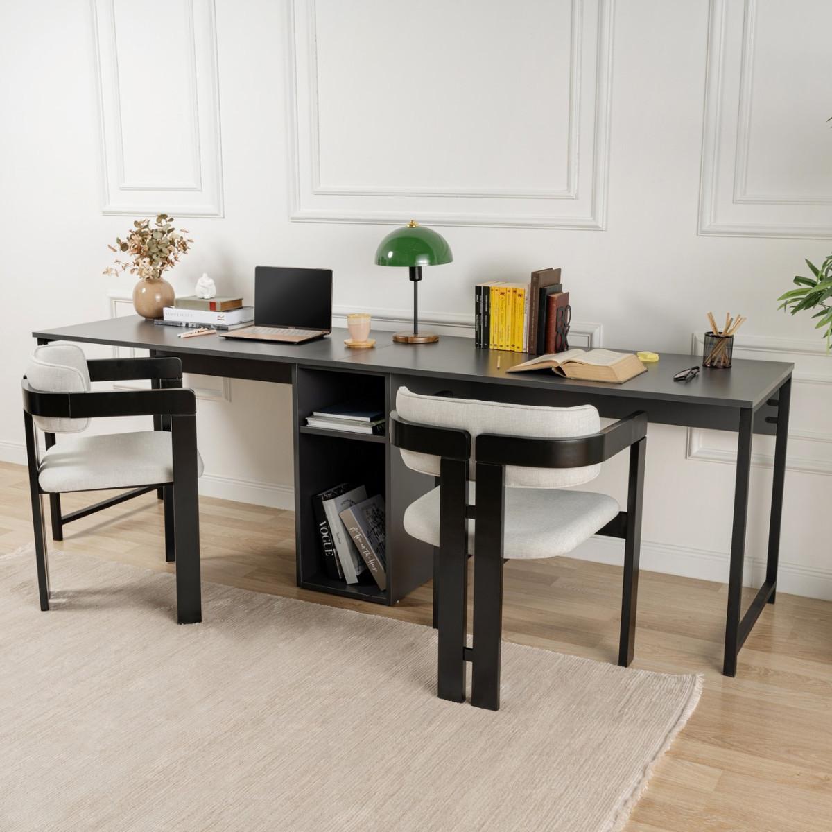 DOPPELSCHREIBTISCH - twin 240/60/74 cm - Anthrazit, Holzwerkstoff (71/60/74cm) - Calicosy