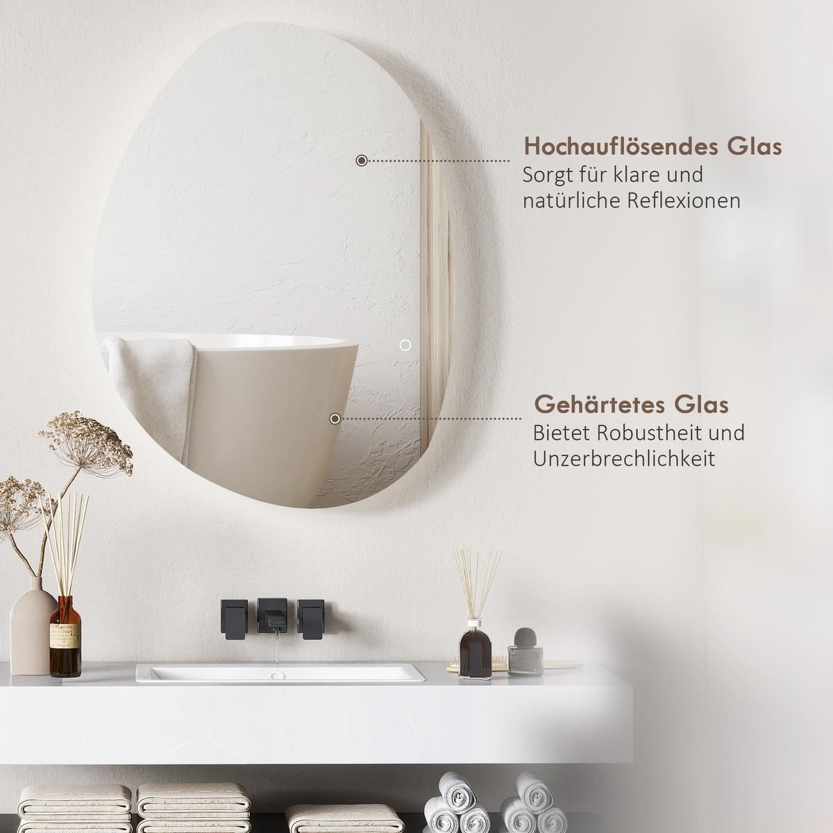 BADSPIEGEL Gehärtetes Glas Silber - Silberfarben, Glas (60/80/5cm) - HOMCOM