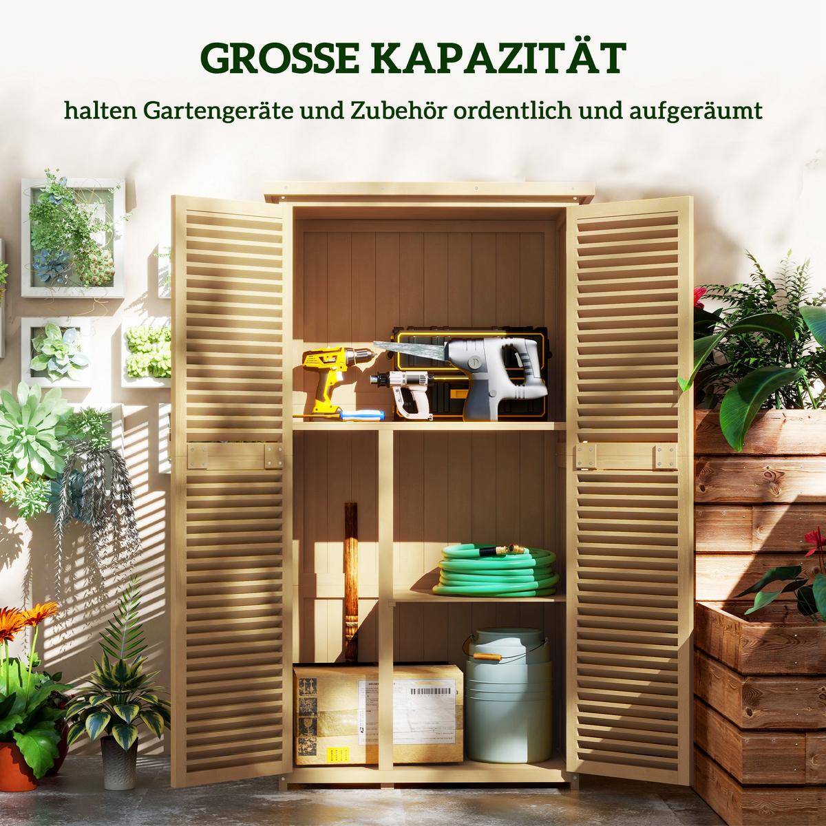 GARTENSCHRANK, Kiefernholz, Gelb - Gelb, Holz (46.5/160/87cm) - Outsunny