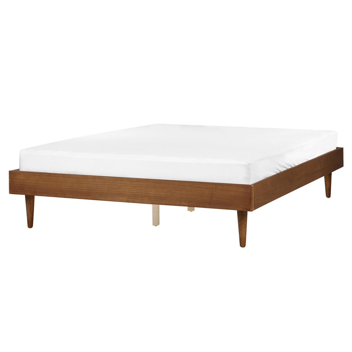 BETT mit LED 160/200 cm MDF-Platte Braun Toucy - Braun, Holz (160/200cm) - Beliani