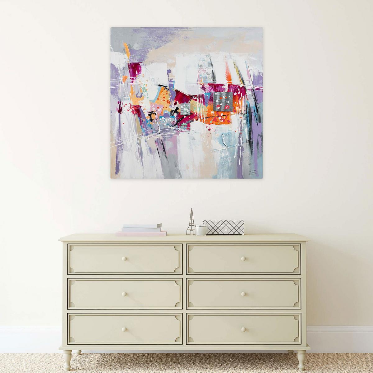 ÖLGEMÄLDE 80/80 cm - Pink/Lila, Holz/Textil (80/80cm) - KUNSTLOFT