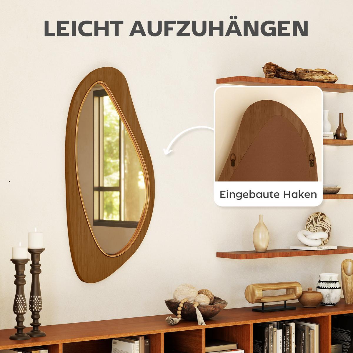 WANDSPIEGEL Naturholz 91,50/45/3 cm - Naturfarben, Glas/Holz (45/3/91.5cm) - HOMCOM