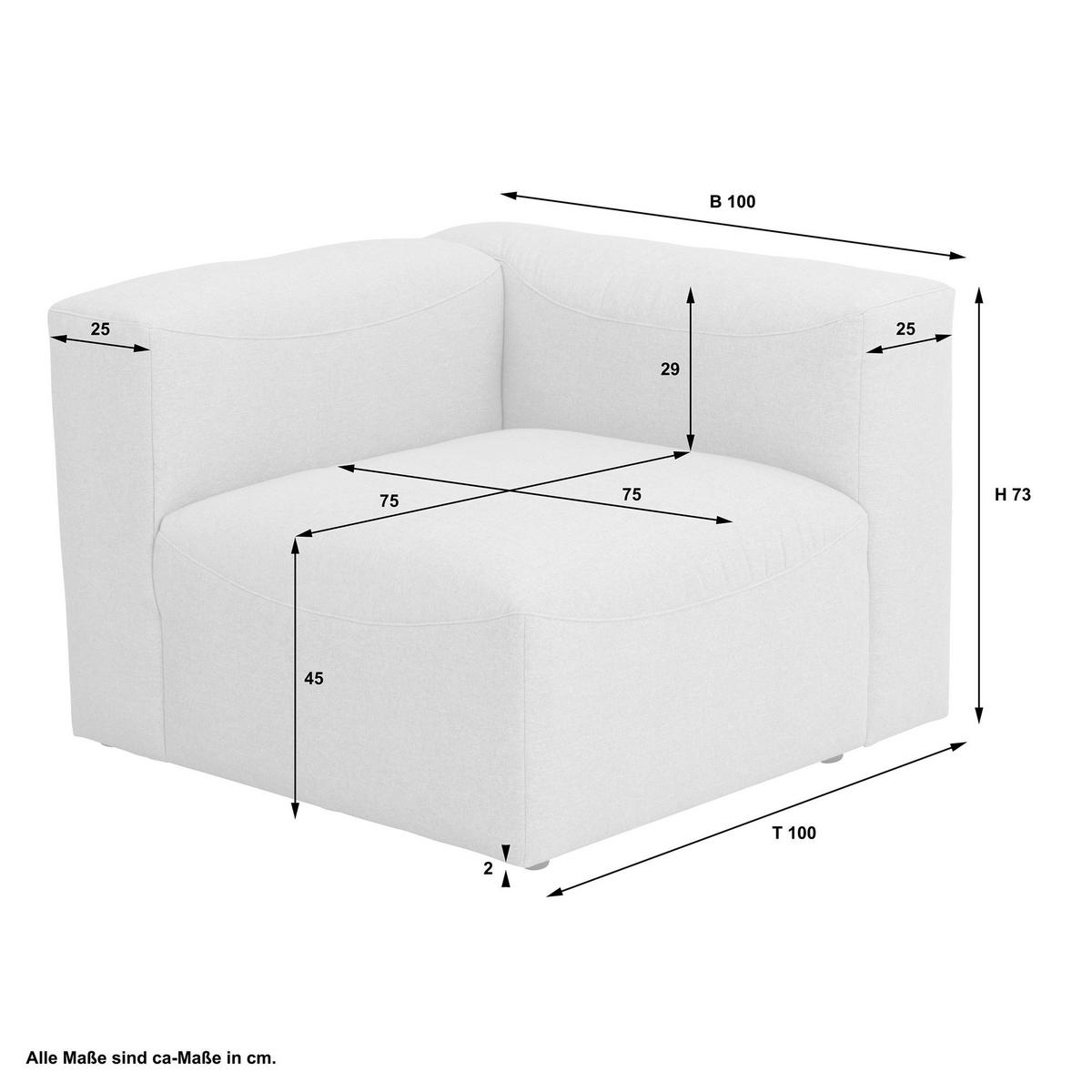 SOFA Element Armlehne rechts Kattrina Flachgewebe creme - Creme, Kunststoff (100/73/100cm) - 58aufmkessel