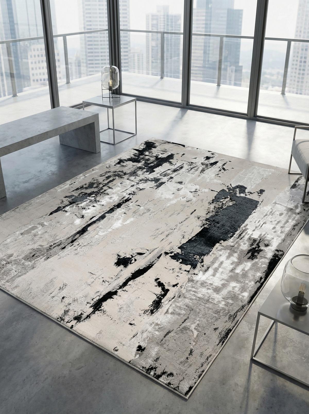 TEPPICH SARNTAL, abstrakt, aus Polyester, Silbergrau, 200 x 290 cm - Grau, Textil (290/200cm) - KADIMA DESIGN