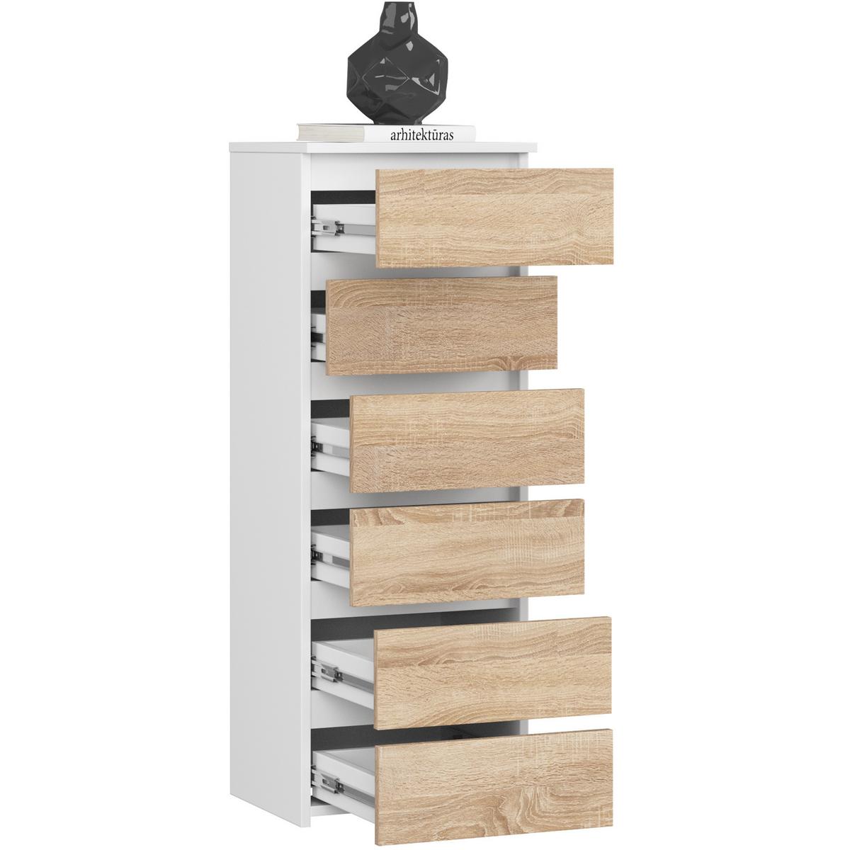 KOMMODE Weiß, Eiche Sonoma 109/40/35 - Weiß, Holzwerkstoff (40/109/35cm) - RAUMHIRSCH FURNITURE