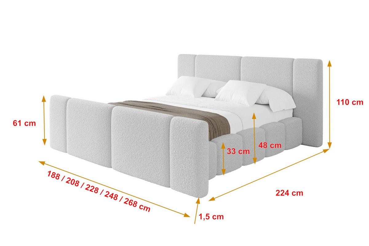 POLSTERBETT mit Bettkasten, Fußteil und Lattenrost, Bett mit Matratze H3/H4 - NILO-Z 180x200 Hellgrau - Taupe, Holzwerkstoff/Textil (180/200cm) - ALTDECOR