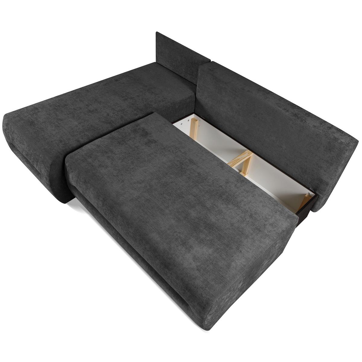 ECKSCHLAFSOFA Liana mit Schlaffunktion und Bettkasten, Links, Dunkelgrau - Dunkelgrau, Textil (206/154cm) - Beautysofa